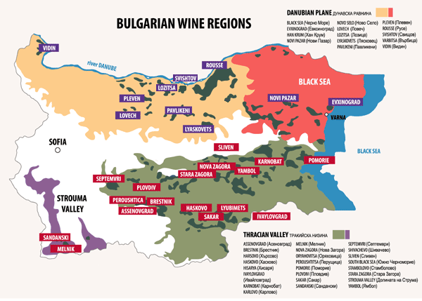Mappa dei vini della Bulgaria